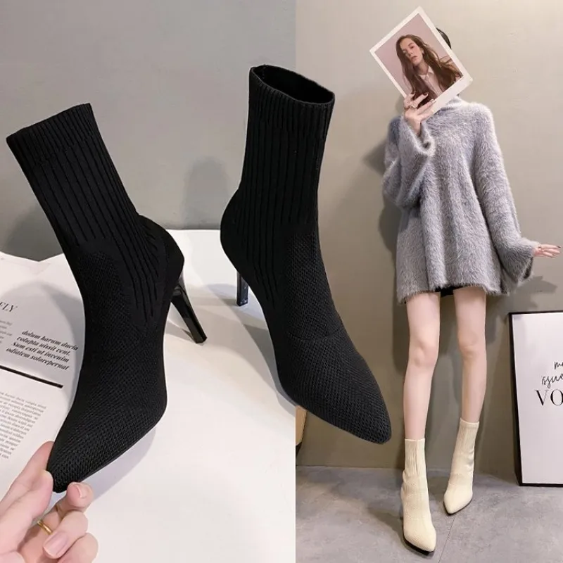 Stivali Da Calzino Allungamenti Puntati Da Donna Stivali Con Tacchi Alti Piattaforma Black Beige Comodo Impermeabile 2024 Spring Autunno Da 14 11 DHgate