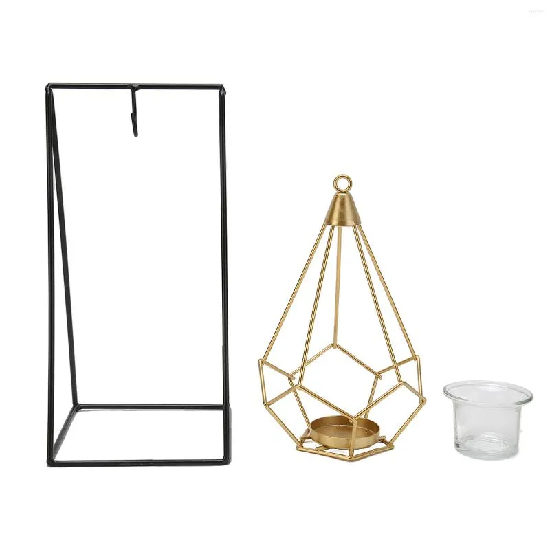 Halsbandörhängen Set Tealight Candle Holders Antik hänge hängande geometrisk för hembordsdekor