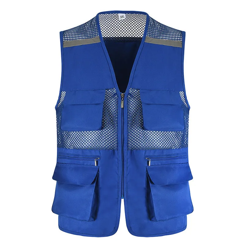 Reflective Night Warning Fishing Vest For Men Plus Size 4XL