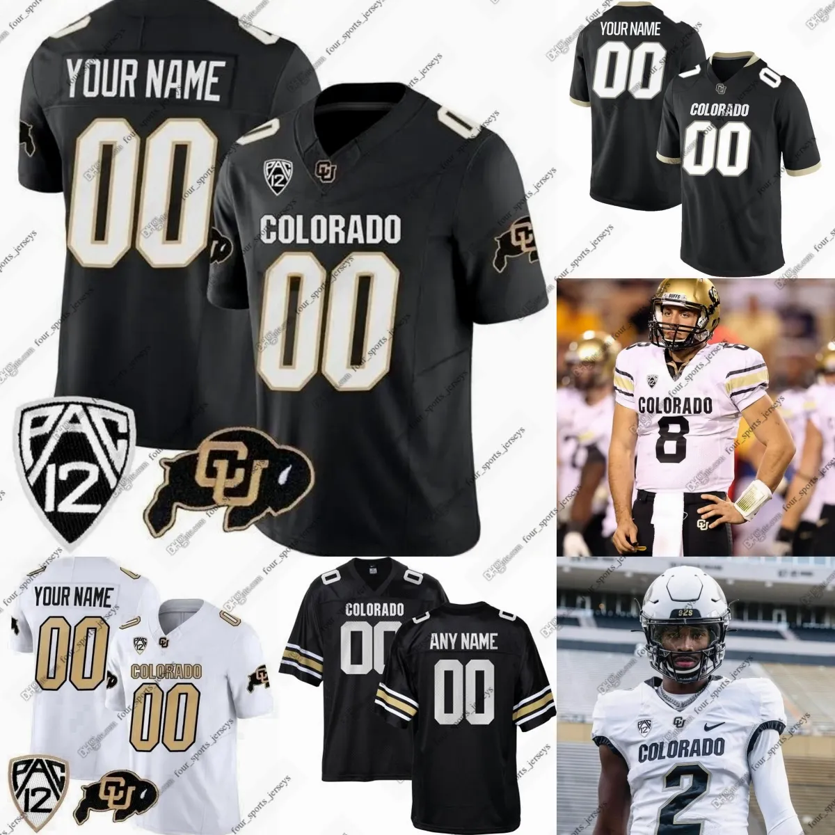 Custom NCAA 2024 Colorado Buffaloes College Football Jerseys Shedeur Sanders Colton Allen Anthony Charlie Offerdahl Hankerson Cole Boscia four sports jerseys