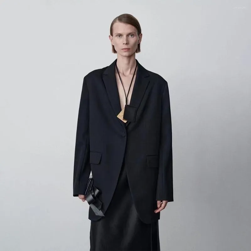 Ternos femininos linha lã terno jaqueta feminina primavera e outono solto estilo minimalista designer design um botão temperamento