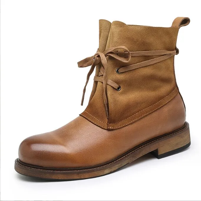 Retro Men Boots Brand Luksusowe męskie buty Kostki Wysokiej jakości skórzana sukienka męska