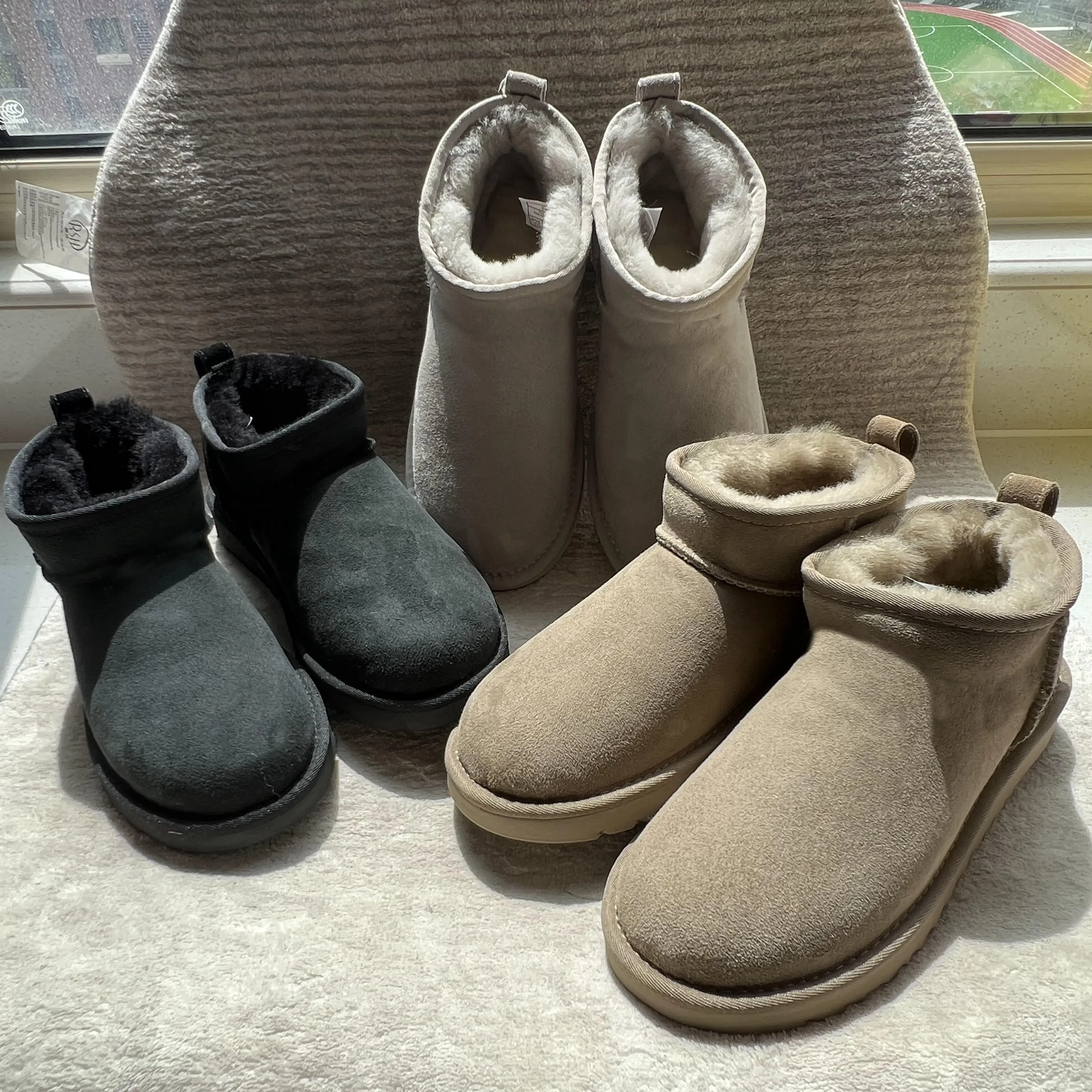 Australië Boot Designer Laarzen Dames Bont Mini Tasman Slippers Harige Slippers Klassiek Ultra Platform Tazz Slip-on Petites Suède Wol Koeienhuid Winterlaars