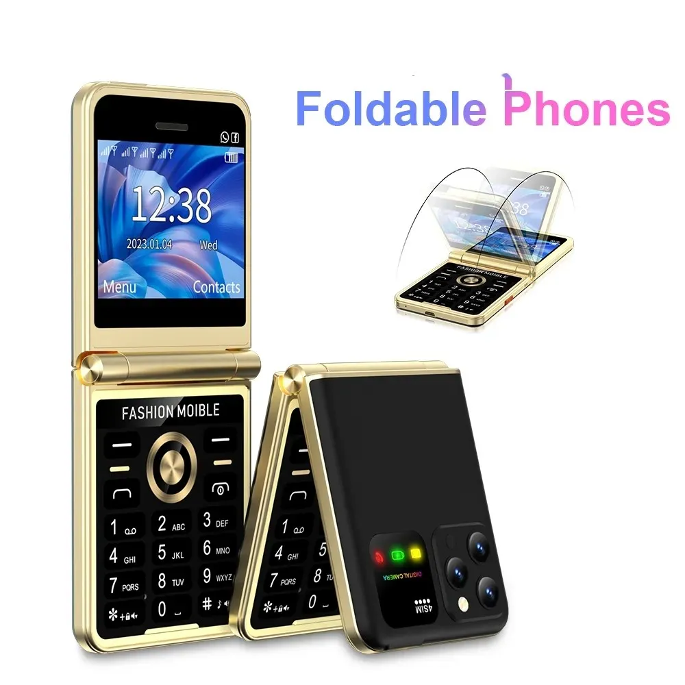 Unlocked P20 Ny klassisk Flip Mobile 2,4 tum Skärm 2G GSM 4 SIM -korthastighet Dial Magic Voice LED -ficklampa Backup Mobiltelefon för gammal man