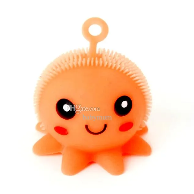 LED Squishy Stress Ball Kids Flashing Squeeze Octopus Shape Anti Stress Ball Round Shaped TPRストレスリリーフボール子供クリスマスおもちゃ