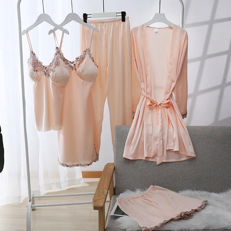 Night Dress 5x Sleepwear Veroda Elegant Pink Satin Sleepwear Set With Lace And Floral Embroidered Bra Night Dress 5x Sleepwear Veroda Elegant Pink Satin Sleepwear Set With Lace And Floral Embroidered Bra