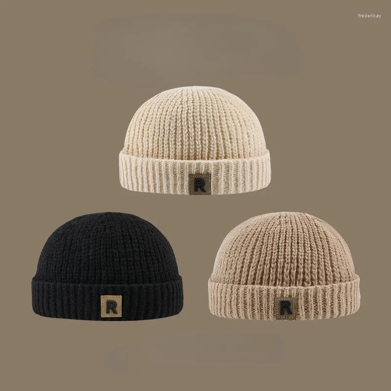 Береты, осенне-зимние кепки арендодателя, модная шерстяная шапка с надписью, универсальная повседневная теплая вязаная складная простая кепка из кожи гуа