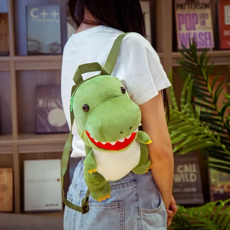 Ryggsäckar mode kreativa 3D dinosaurier ryggsäck söt djur tecknad plysch ryggsäck dinosaurier väska för barn barn pojke gåvor 230914