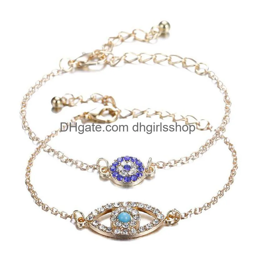 Corrente na moda turco ouro mau olho pulseira pave sliver cor pulseiras ajustável feminino festa jóias entrega gota dhb6y