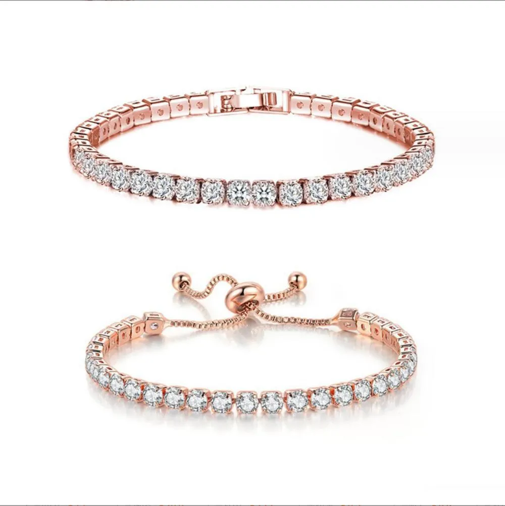 Hip Hop Style Rose Gold Kolor Men Boletki Breazgi Brzececzki dla kobiet Pulseiras Bijoux Srebrne kryształowe bransoletki