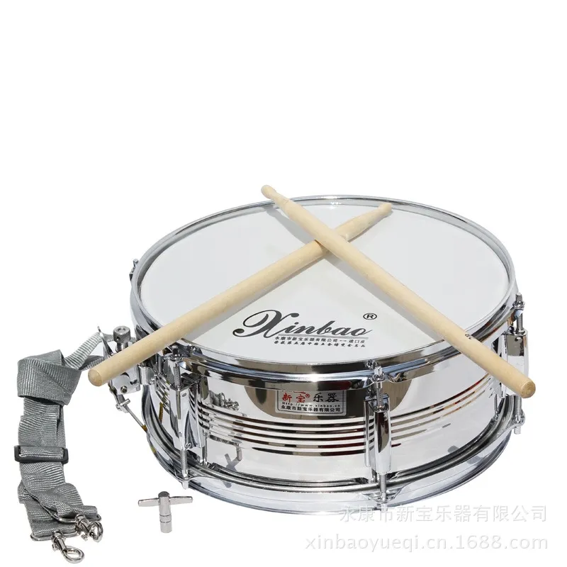 14 inch roestvrijstalen kamer snaredrum natuurlijke kleur body met gat met 1 paar 5A berken drumstok 1 stuk trommelschroef moersleutel muziekinstrumenten drumsets