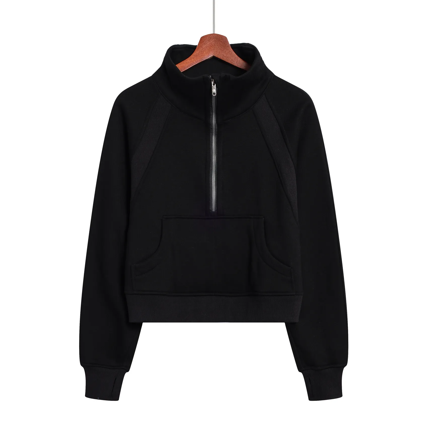 Scuba Half Zip Hoodie For Women Llu 88 Solid Color Collar Sweater
