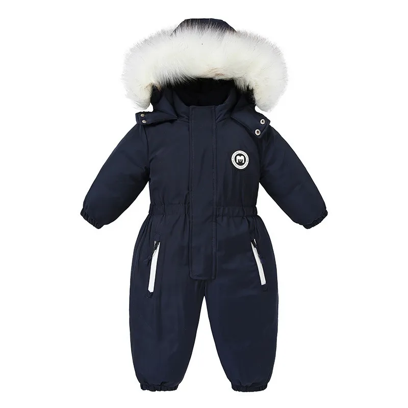 Jacken -30 Winter Babykleidung verdicken warme Strampler plus Fleece Overall Schneeanzüge Mädchen Jungen Kapuzenjacken Skianzüge Kinder Mantel Oberbekleidung 230914