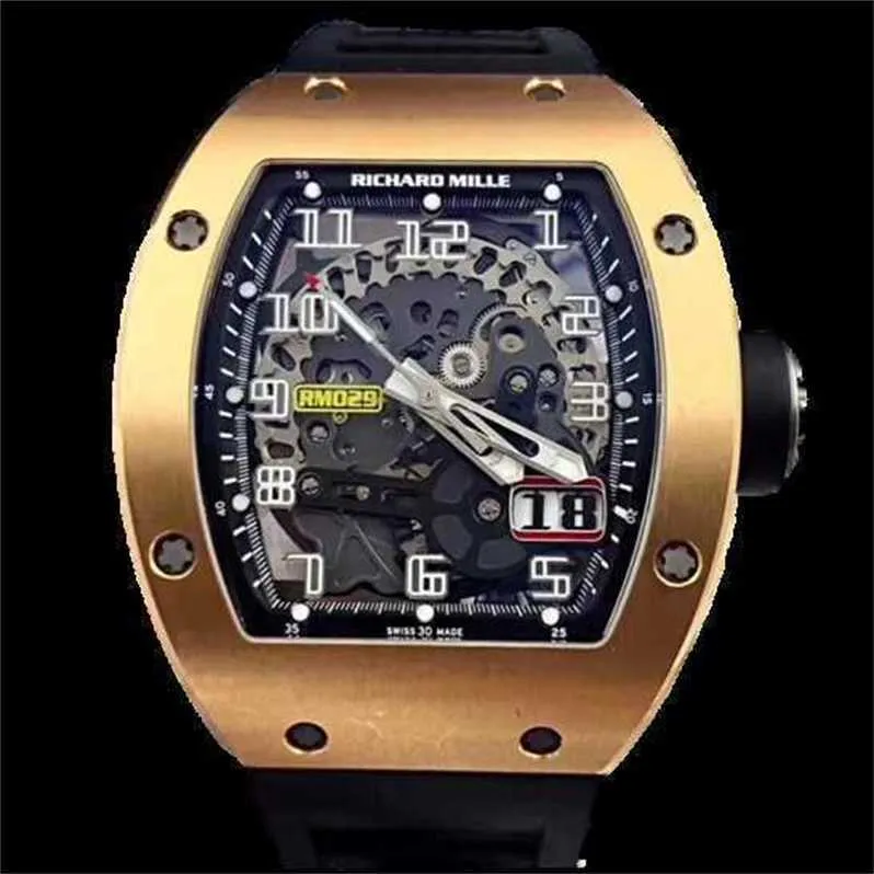 Rörelse Richarmilles Watch Rose Watch Automatic Wrist Swiss Mechanical Series RM029 Pilot Quartz Gold Limited Edition Fashion Leisure Sports Wristwatc L
