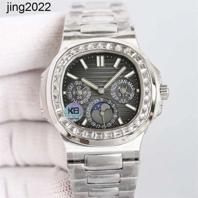 Luksusowy pełny mosonite Diamond zegarek mechaniczny ruch kwarcowy Wodoodporna najwyższa jakość klasyczna 40 mm Wodoodporna ręka na rękę Orologio Di Lussognq7