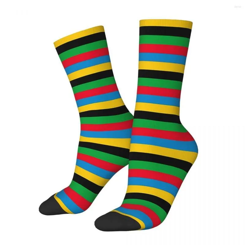 Men's Socks Funny Crazy Sock For Men Rings Stripes Sports Hip Hop Harajuku Striped Seamless Pattern Printed Boys Crew Casual Gift