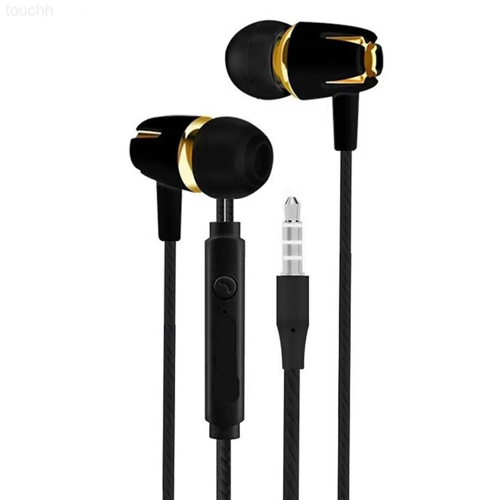 Auricolari per telefono cellulare Nuovo universale 3.5mm cablato con cancellazione del rumore stereo auricolare in-ear con microfono L230914