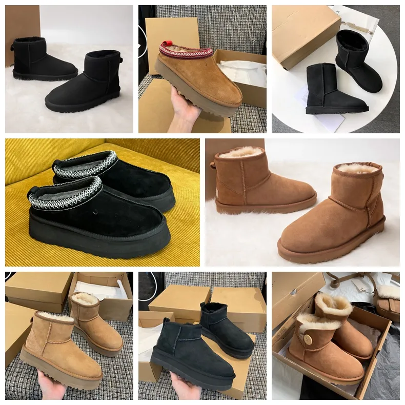 Stivali firmati Australia scarpe da neve ug donna stivale tasman bailey dune Pelliccia con fibbia invernale in castagna Mezzo ginocchio Pantofola corta in lana di pecora con glies integrata