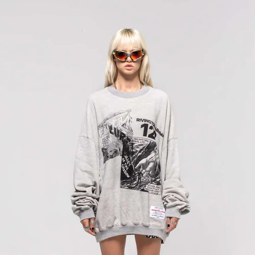 Sweatshirts FEAROFGOD x RRR 123 Co branded Sweater Gods Mark Print Mens Loose Round Neck Womens Couple oversize Sweater