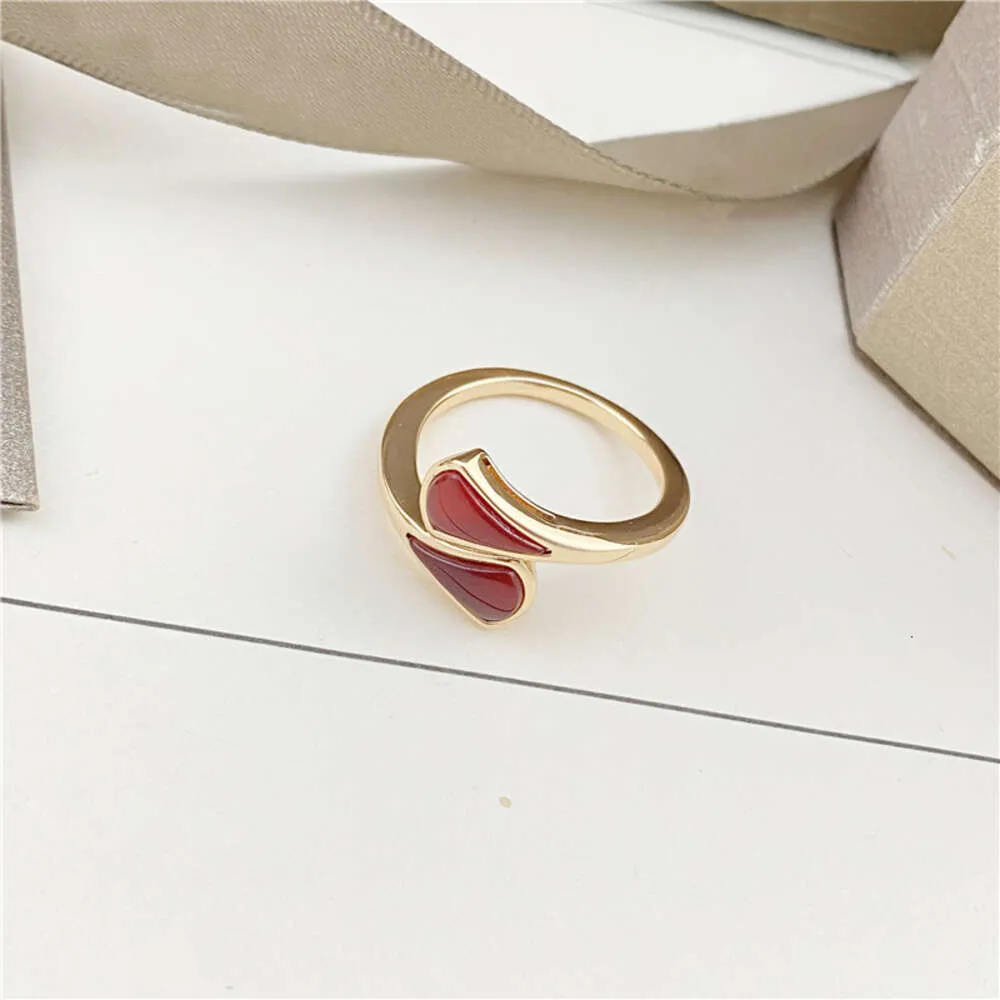 24ss Bulgaria Ring Fan-shaped Ring Small Skirt Spring Ceramic Ring New Fashion Style Ring