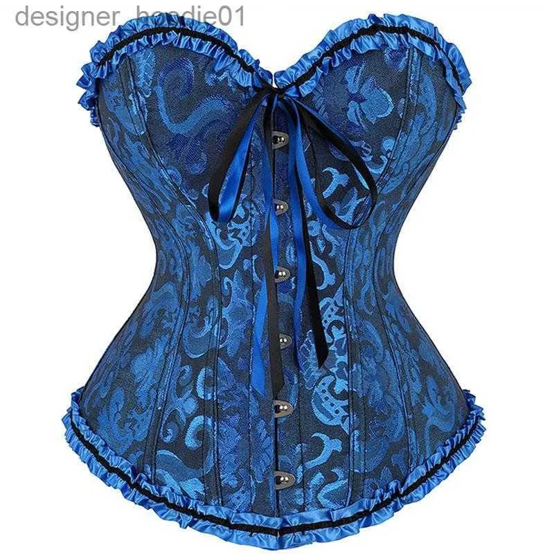 Shapers Femmes Bustiers Corsets Corset Top Sexy Dentelle Plus Taille Érotique Zip Floral Femmes Bustier Overbust Lingerie Brocart Mode Victorienne DropBustiers L230914