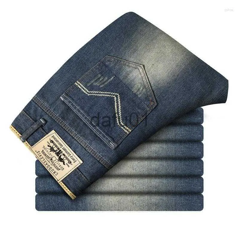 Jeans masculinos outono inverno casual negócios homens calças de luxo quatro estações podem usar x0914