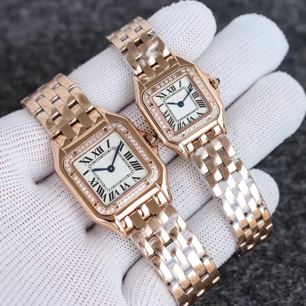 Montre pour femme de haute qualité Montres de luxe pour hommes Taille de la carte Panthere 22 m 27 mm Bracelet carré en acier inoxydable Mouvement à quartz Résistant à l'eau Montres pour dames orologio