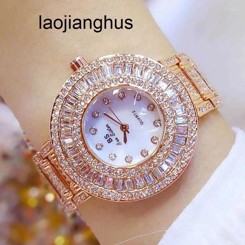 Diamond Watch Womens Watches Wristwatches Bs Bee Sister Big Dial Full Diamond Watches for Woman 2023 Crystal Female Gold Wristwatch Unique Ladies