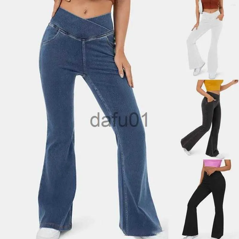 Damesjeans Damesjeans voor dames Hoge taille Baggy Wijde pijpen Rekbare denim broek Y2 K Maat 20 Super recht x0914