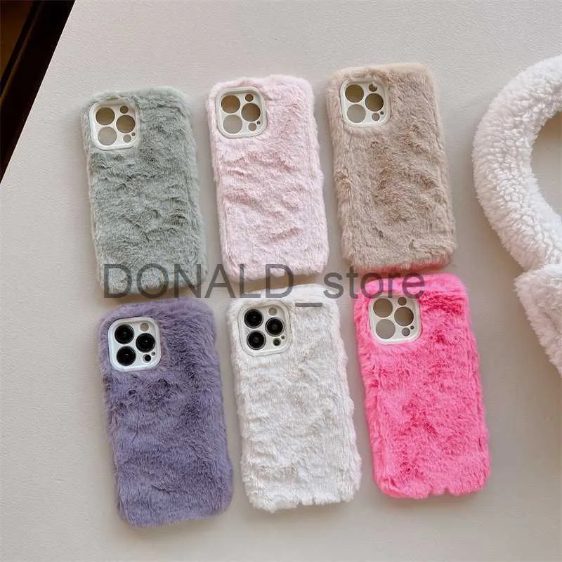 Mobiltelefonfodral Plush Autumn/Winter Phone Case 15 Material Solid Color Lämpliga japanska och skyddande fall J230914