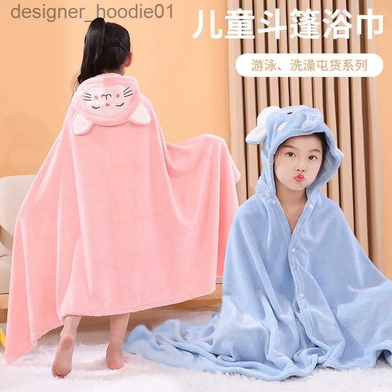 Cape femme ALIChildren's Bath Towel Cape À Capuchon Hommes et Femmes Bébé Peignoir Coton Absorbant Bébé Bain Wearable Wrap Grand Enfant L230914