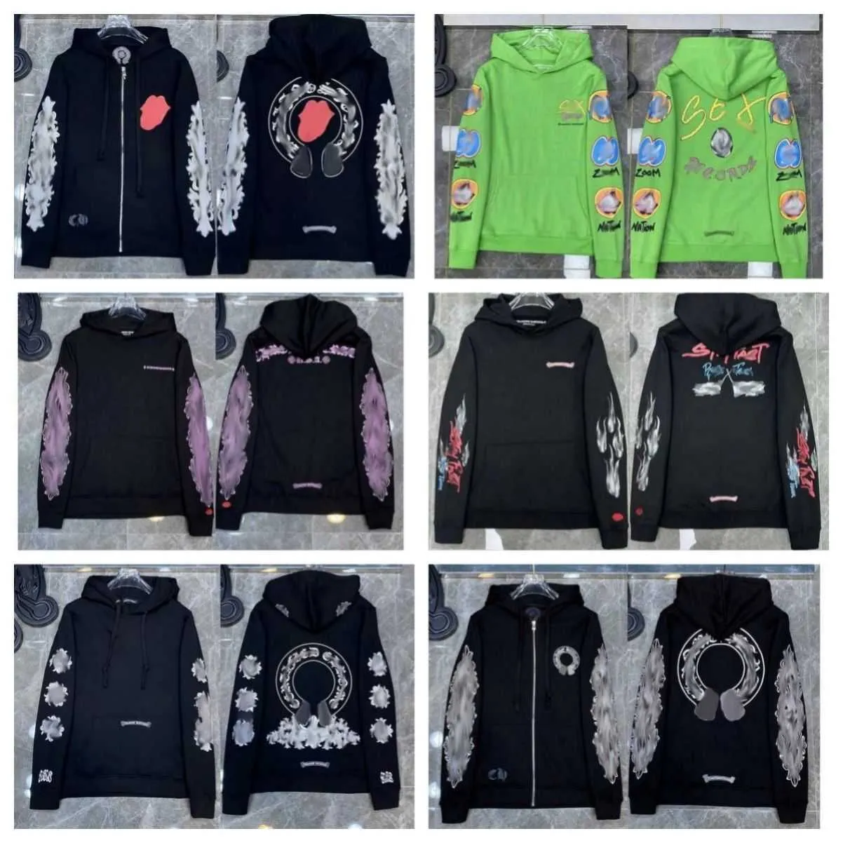 Jaquetas masculinas de luxo designer zíper moletom coração ferradura cruz impressão marca ch hoodies mulheres casaco casual pulôver solto suéter jaqueta dz