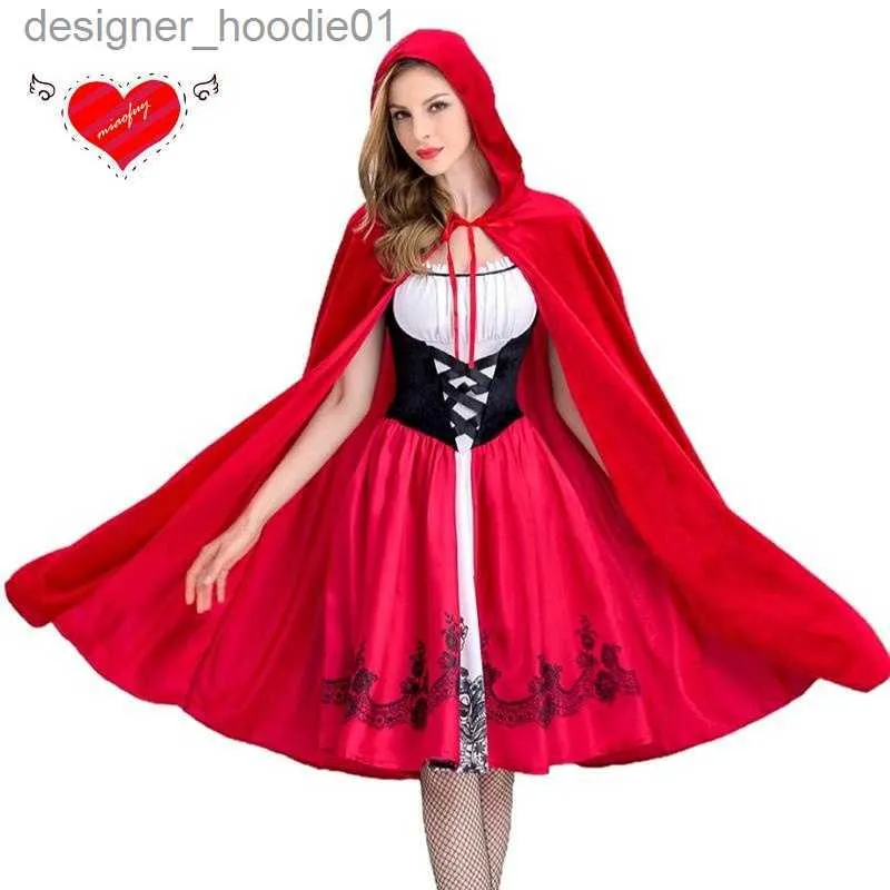 Damen Umhang Damen Gothic Rotkäppchen Kostüm Kapuzenumhang Weihnachten Halloween Partykleid mit Umhang Erwachsene Rollenspiele Langlebig S L230914