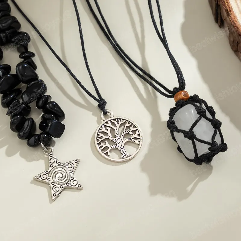 Chians a strati con stelle/albero/collana con ciondolo in pietra le donne Trendy girocollo in pietra con perline 2023 Accessori il collo con gioielli di moda