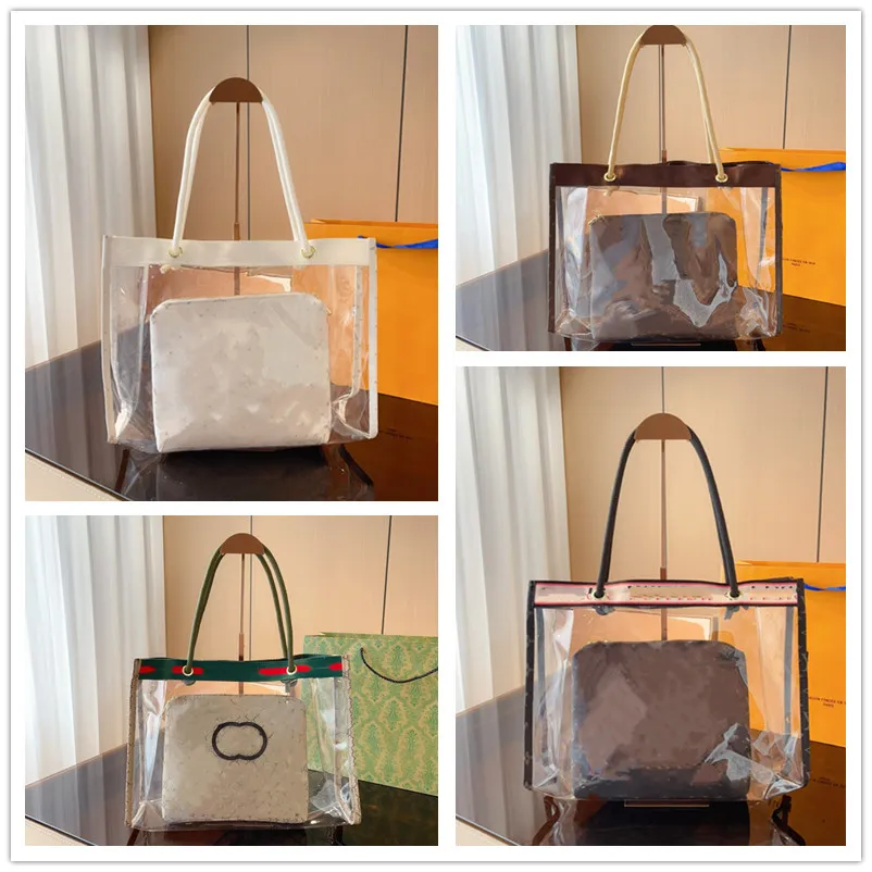 Transparent beach bag designer bags jelly tote handbag portable keepall large capacity fashion PVC monograms shopping bag fashion Transparent tote 2-in-1 bag