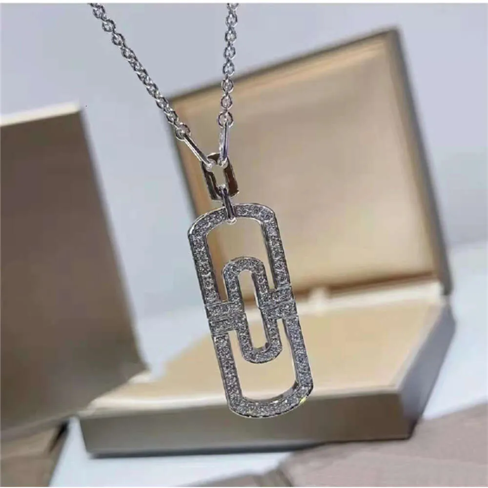 24ss Bulgaria Necklace Women's Small Waist Paper Clip Collarbone Chain Fashionable Personality Diamond Inlaid Pendant Universal for Men and Women