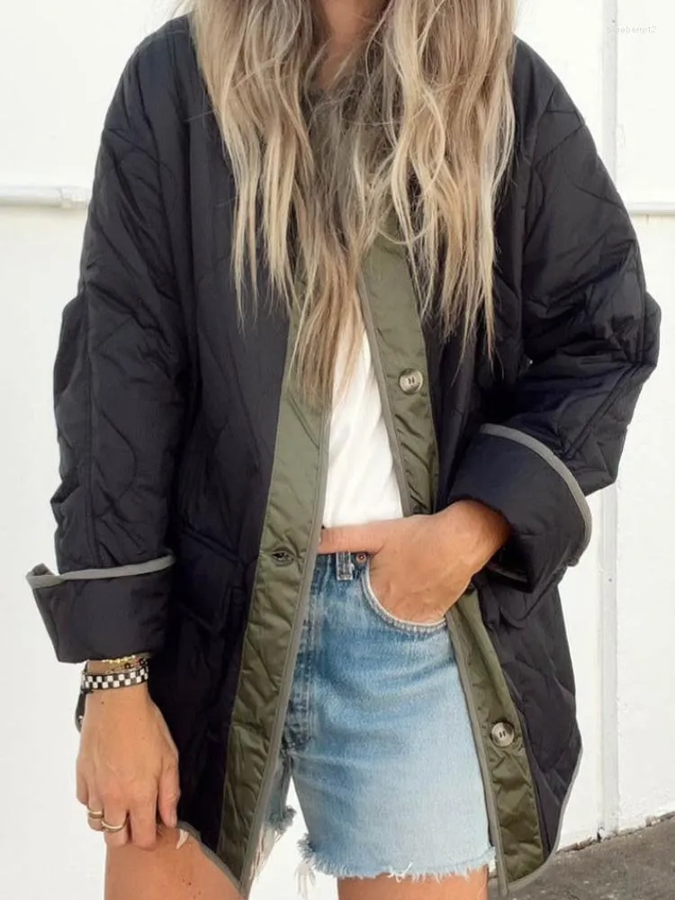 Women's Jackets Black Winter Jacket Women 2023 Demi-season Fashion Clothes Vintage Coat Loose Warm Quilted Coats Female Streetwear