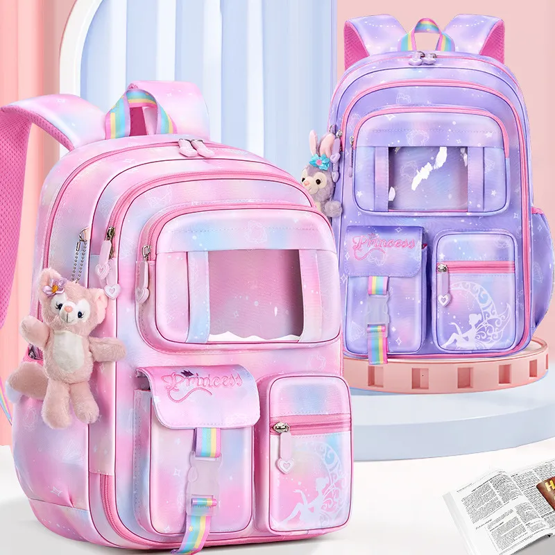 Zaini Zaino in nylon impermeabile per bambini Borsa da scuola con tasche multiple per bambini Zaini da viaggio con ciondolo carino Borse per libri di grande capacità 230914