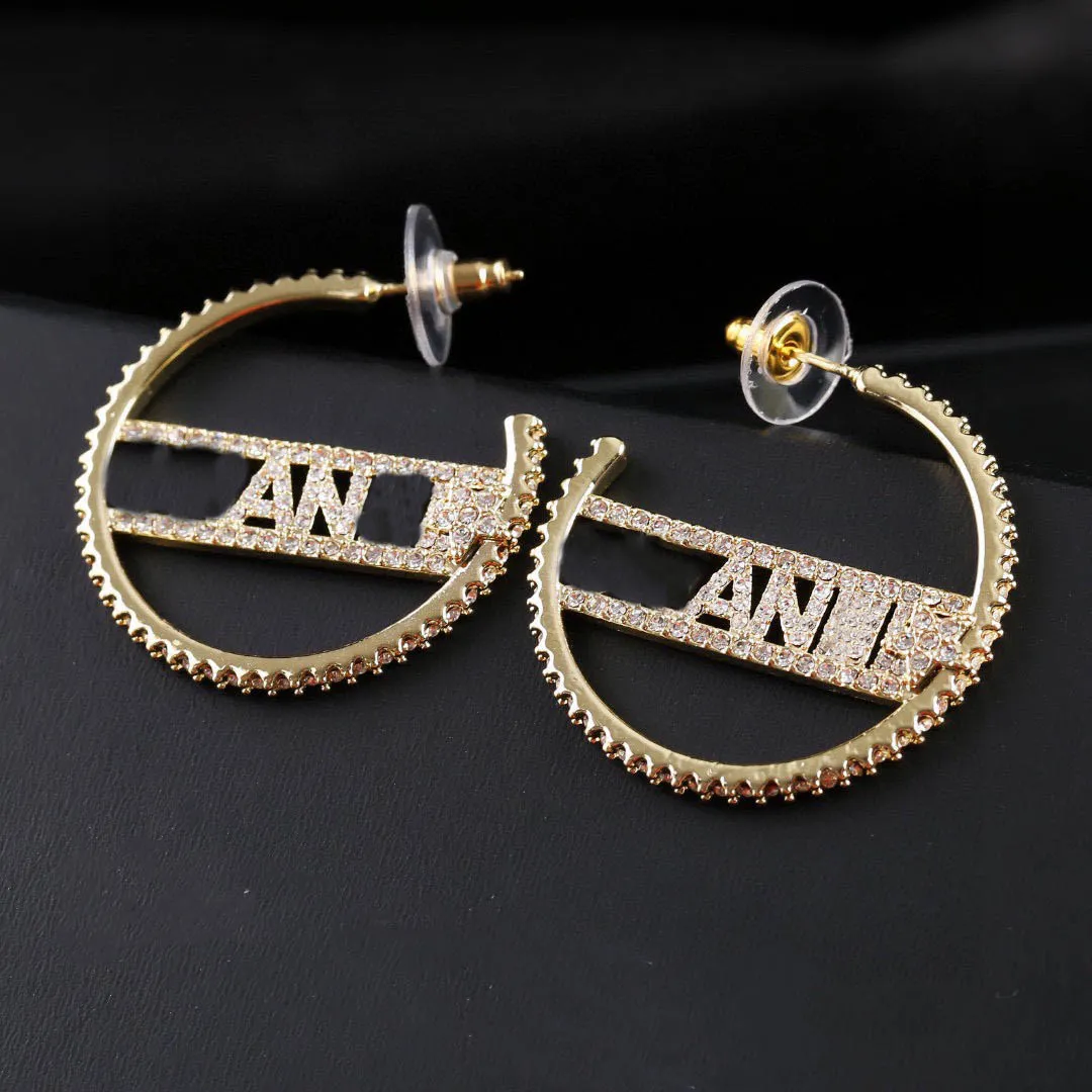 Various new styles gold Stud Earring Letter C Logo brand Woman Earing Designer Luxury ccity Jewelry crystal pearl Hoop Earrings 398