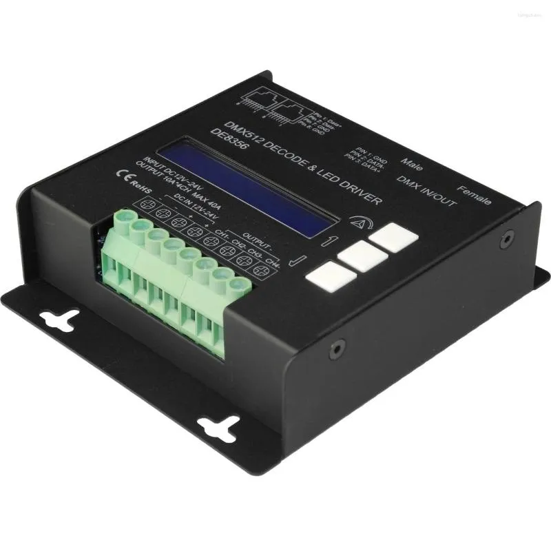 컨트롤러 RGBW DMX512 디코더 10A X 4CH DMX LED 디머 디스플레이 XLR RJ45 터미널