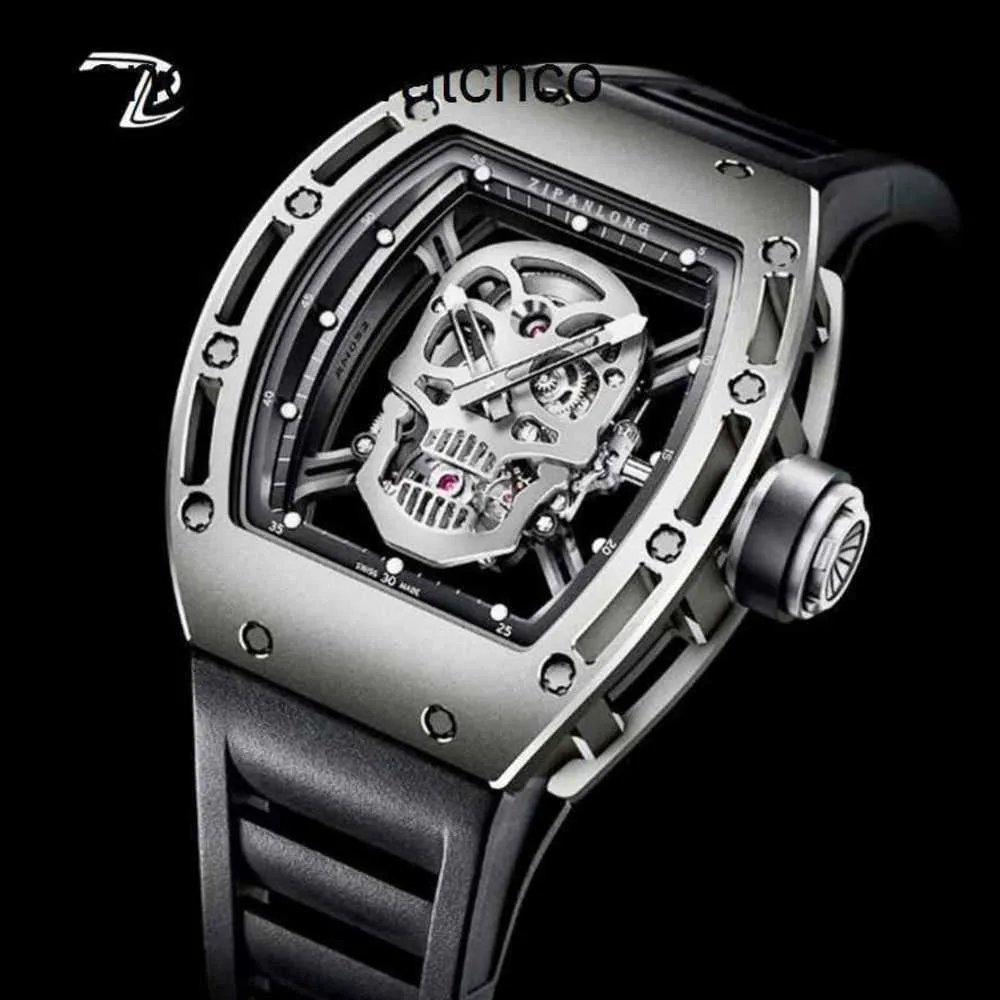 RichardMill Montres Montre Mécanique Tête De Crâne Richad Montre Hommes Même Agressif Étanche Évider Grand Cadran Entièrement Automatique En Forme De Seau frj