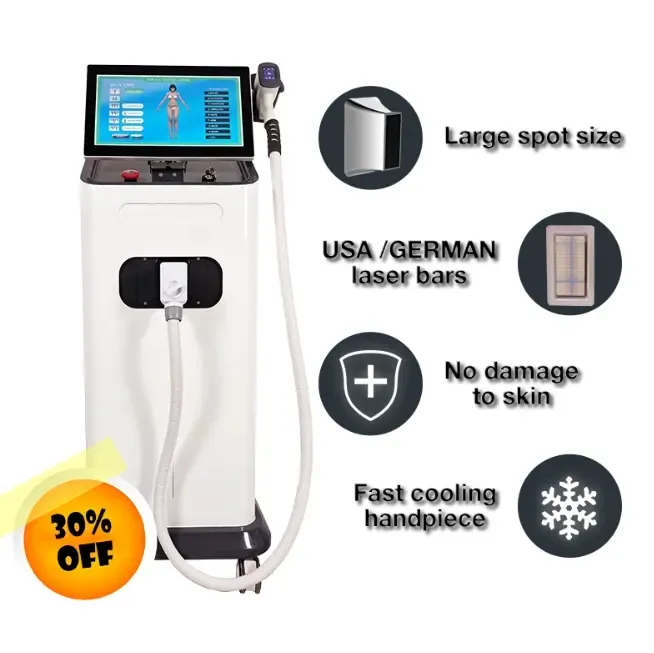 Ice Painless Laser Permanent Hair Remover 755nm 808nm 1064nm Diode Laser Hair Removal Machine Epilation Definitive