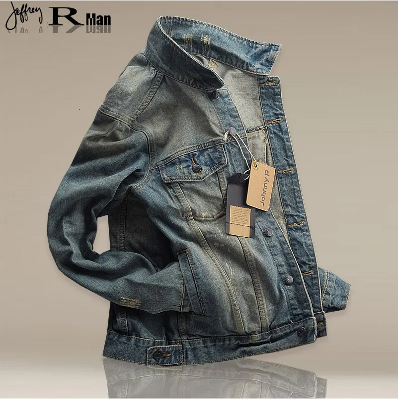 Men's Jackets Mens Jeans Jacket Outwear Male Cowboy Coats 3XL Autumn Winter Mens Denim Jacket Trendy Fashion Ripped Denim Jacket 230914