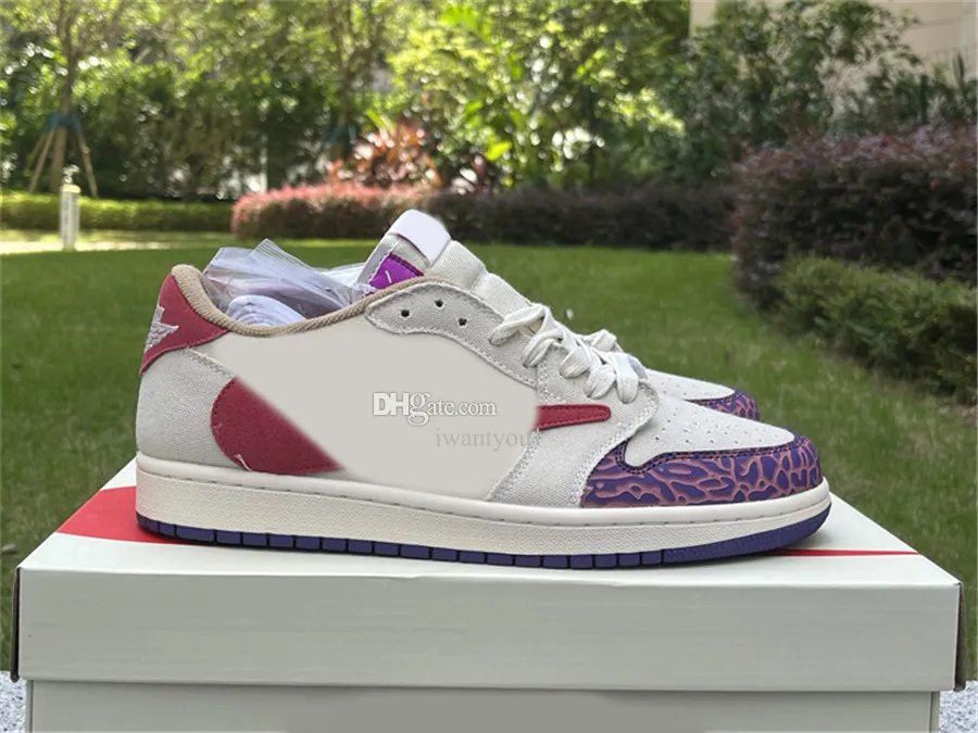 TS 1 Low Purple Red Golf Olive Reverse Buty Mocha 1S High Travis Fragment Sail Phantom Wojskowe Blue Cactus Jack Men Sneakers Sport z Oriignal Box US4-13