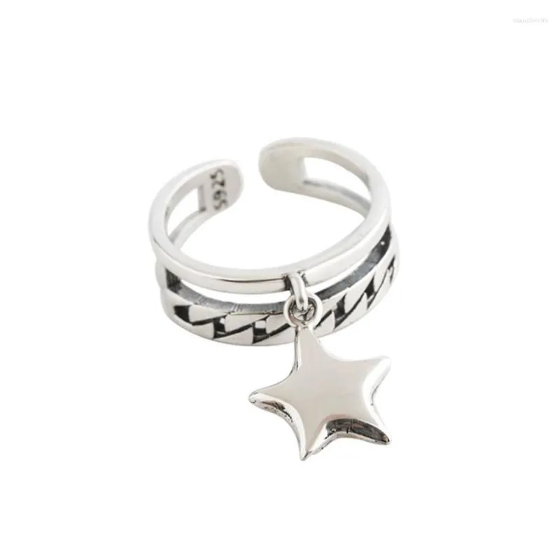 Bagues de cluster Bague solitaire avec étoile Charme Style Soul Bijoux Bon bijoux pour femmes Cadeau en argent sterling 925 Super Offres