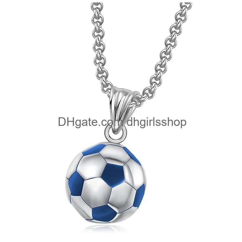 Collane con ciondolo Collana da calcio in acciaio inossidabile di moda Uomo Calcio Donna Gioielli sportivi Regalo Pendenti con consegna a goccia Dhudv