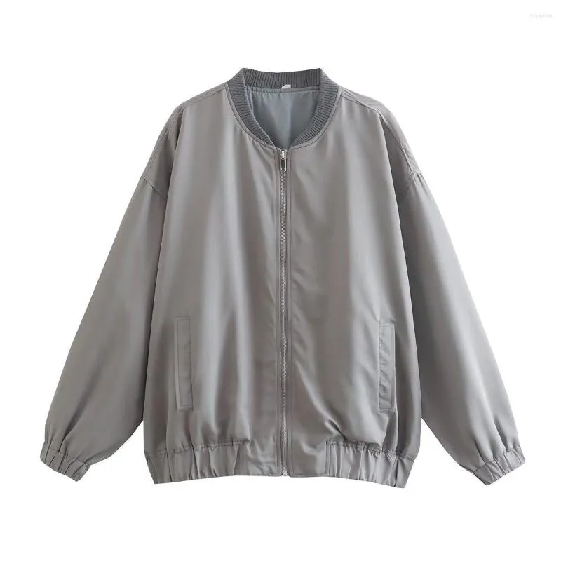 DHgate.com:Oversized Gray Bomber Jacket: Unisex Urban Style