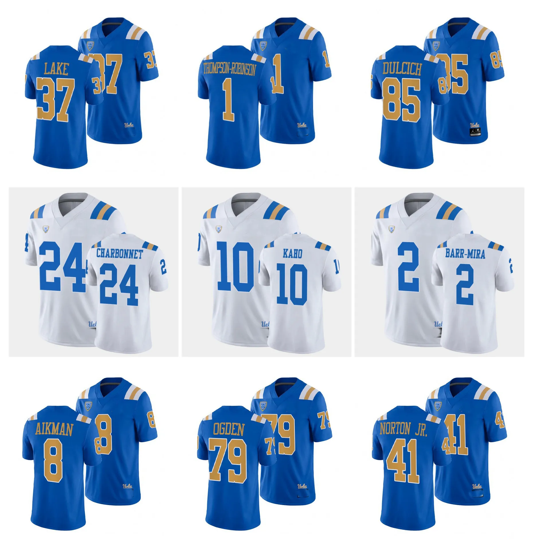 UCLA Bruins Football Jersey College Troy Aikman Carnell Lake Greg Dulcich Jonathan Ogden Kenny Easley Dorian Thompson-Robinson Ken Norton Jr. Niebieski biały rozmiar S-4xl