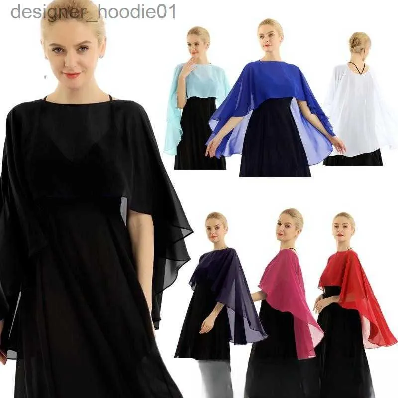 Women's Cape Bride Shawl Wydłużony szyfon pullover cape damska suknia ślubna akcesoria multi kolor l230914