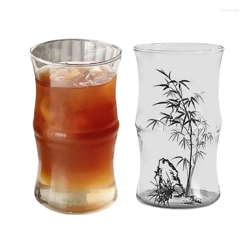 Copos de vinho com nó de bambu, caneca de café, copo de vidro transparente, coquetéis, novidade, suco, bebidas frias, leite, lattes, dropship